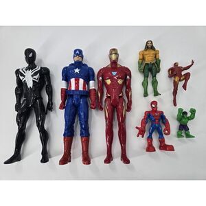 Lot Of 7 ! Marvel Action Figures   SUPERHEROS Comic Book Items HASBRO SPIDERMAN‎